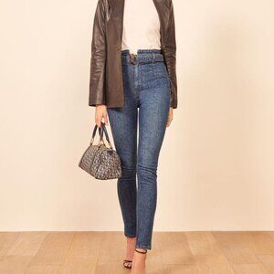 Reformation Womens Kayo High Skinny Jeans Paperbag High Waist Newport size 23